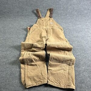 Vintage Carhartt Overalls Mens Large Brown Duck Canvas Double Knee Lined 80s